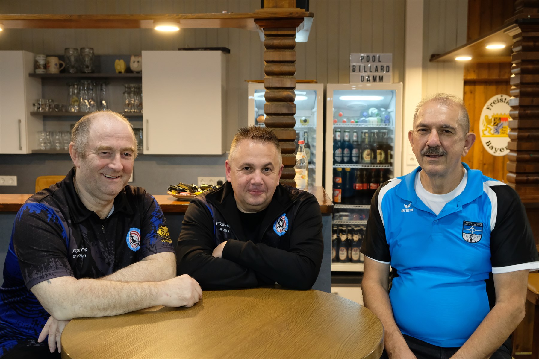 Die drei Platzierten der Bezirksmeisterschaft Unterfranken 10-Ball Senioren S2: Gerhard Werner, Mario Metz und Wolfgang Boller